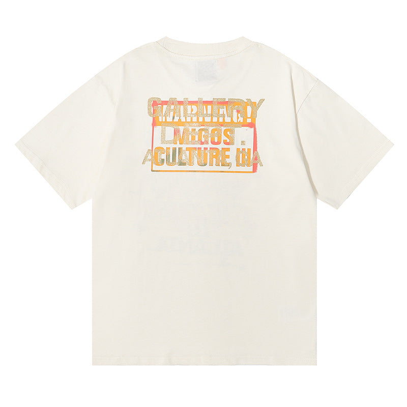 Gallery Dept T-shitrs Gilding Design Double Yarn Cotton Short Sleeve